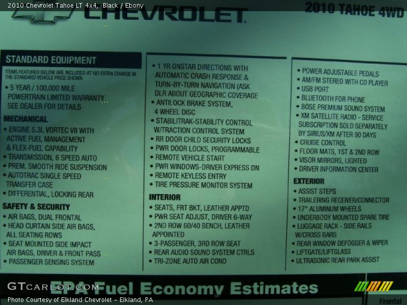 Black / Ebony 2010 Chevrolet Tahoe LT 4x4