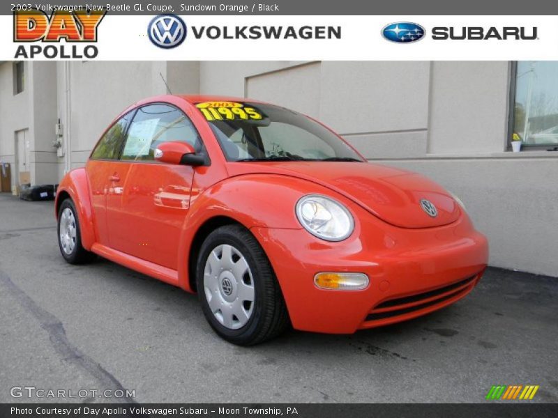 Sundown Orange / Black 2003 Volkswagen New Beetle GL Coupe