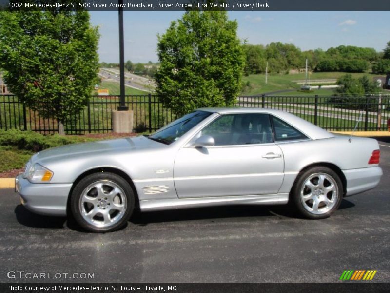 Silver Arrow Ultra Metallic / Silver/Black 2002 Mercedes-Benz SL 500 Silver Arrow Roadster