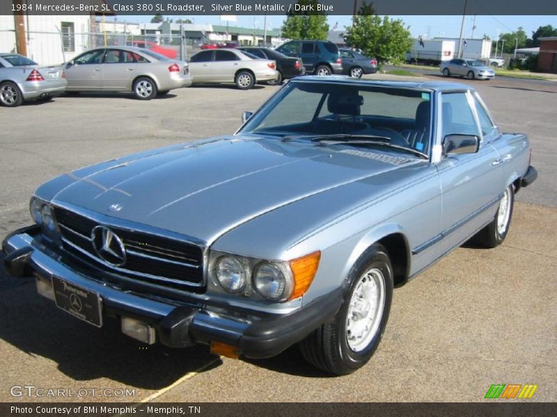 Silver Blue Metallic / Dark Blue 1984 Mercedes-Benz SL Class 380 SL Roadster