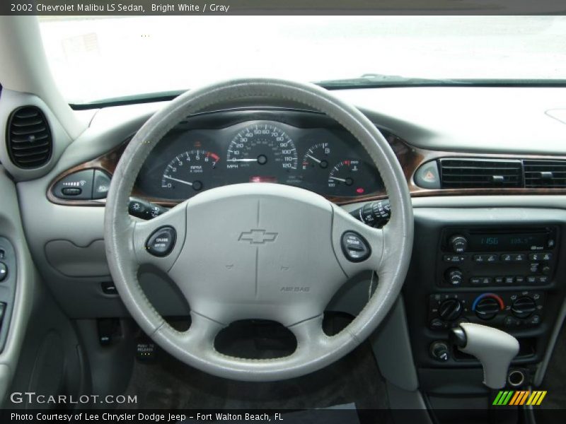 Bright White / Gray 2002 Chevrolet Malibu LS Sedan