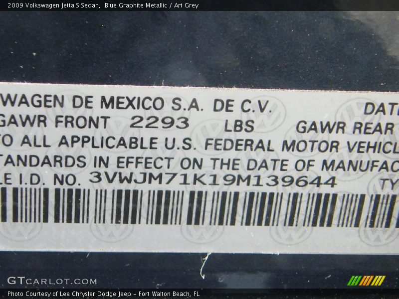 Blue Graphite Metallic / Art Grey 2009 Volkswagen Jetta S Sedan