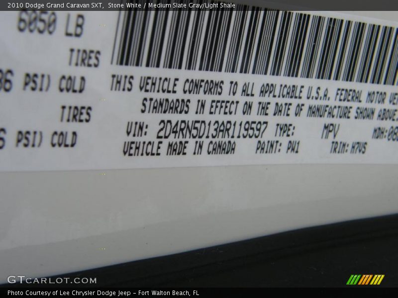 Stone White / Medium Slate Gray/Light Shale 2010 Dodge Grand Caravan SXT