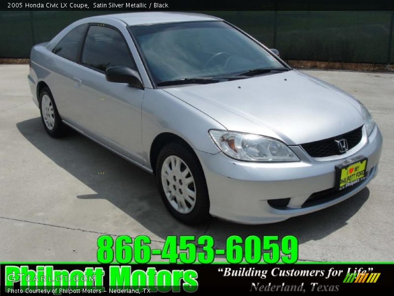 Satin Silver Metallic / Black 2005 Honda Civic LX Coupe