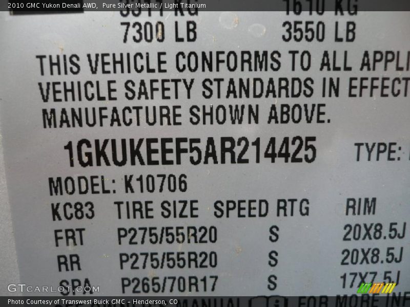 Pure Silver Metallic / Light Titanium 2010 GMC Yukon Denali AWD