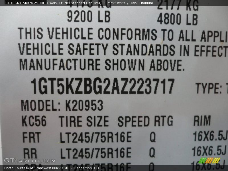 Summit White / Dark Titanium 2010 GMC Sierra 2500HD Work Truck Extended Cab 4x4