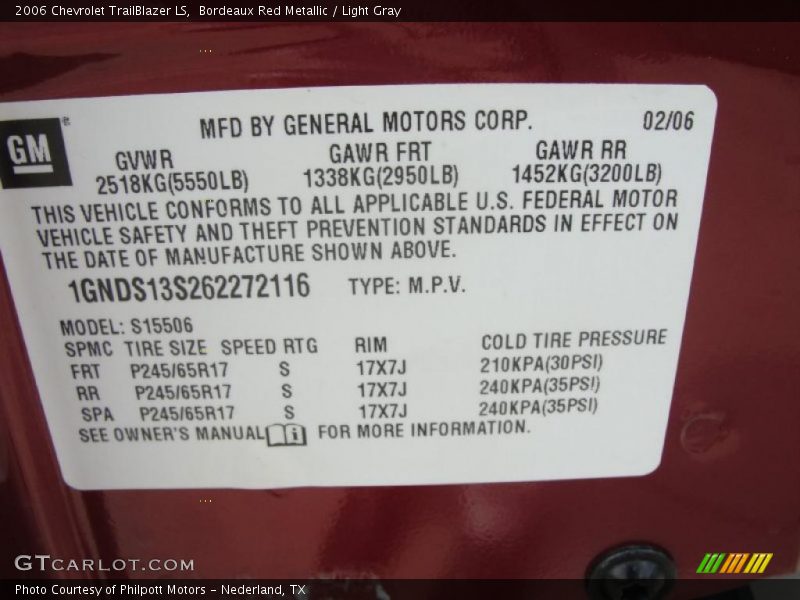 Bordeaux Red Metallic / Light Gray 2006 Chevrolet TrailBlazer LS