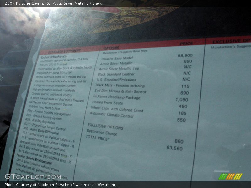 Arctic Silver Metallic / Black 2007 Porsche Cayman S