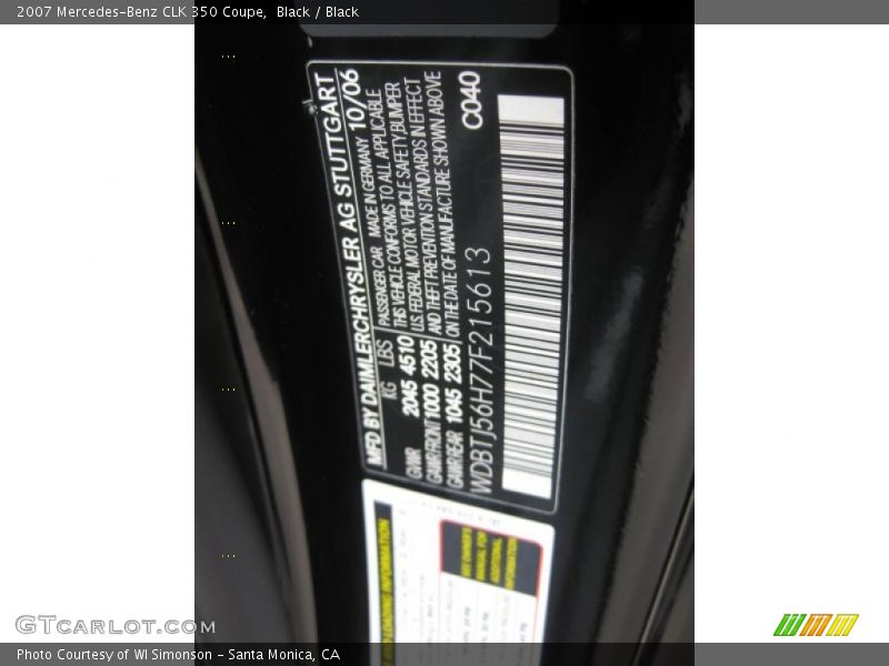Black / Black 2007 Mercedes-Benz CLK 350 Coupe