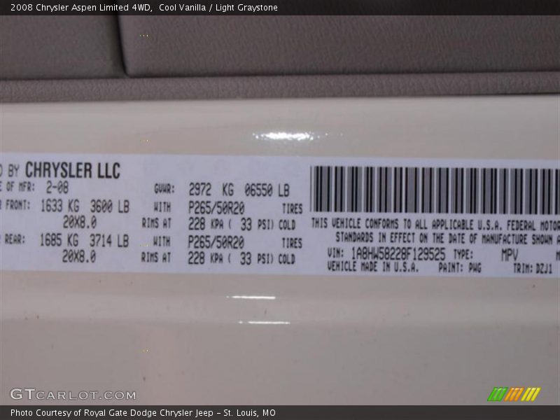 Cool Vanilla / Light Graystone 2008 Chrysler Aspen Limited 4WD