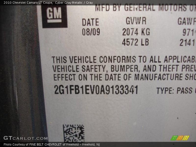 Cyber Gray Metallic / Gray 2010 Chevrolet Camaro LT Coupe