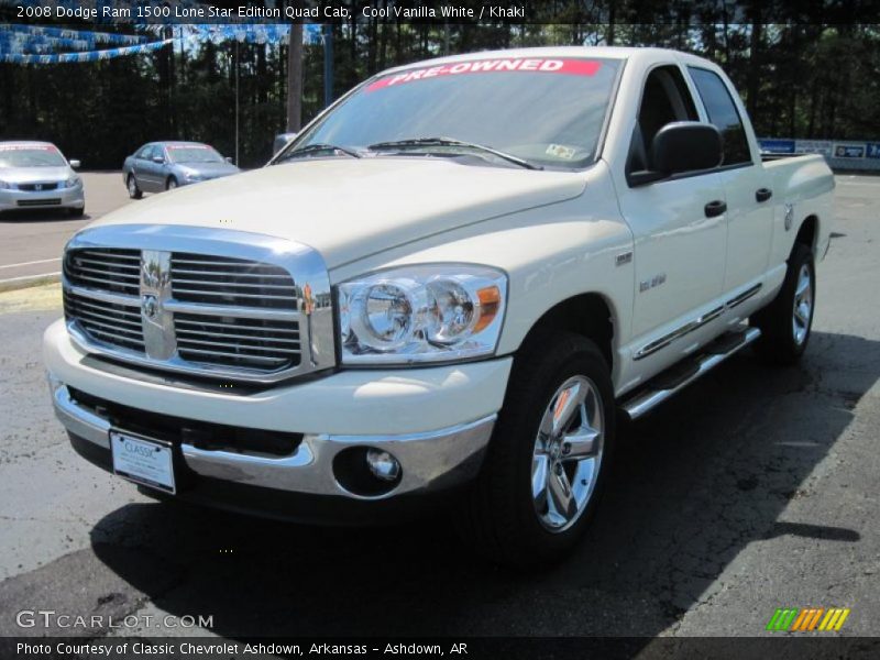 Cool Vanilla White / Khaki 2008 Dodge Ram 1500 Lone Star Edition Quad Cab