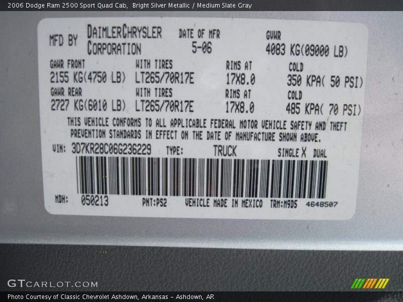 Bright Silver Metallic / Medium Slate Gray 2006 Dodge Ram 2500 Sport Quad Cab
