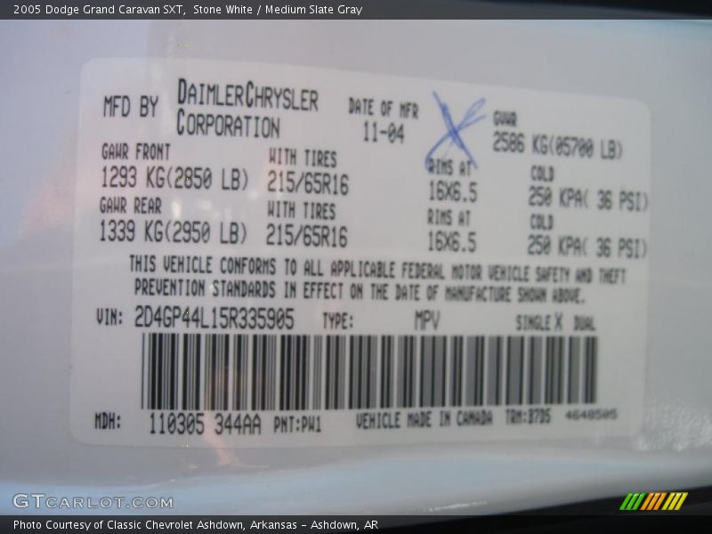 Stone White / Medium Slate Gray 2005 Dodge Grand Caravan SXT