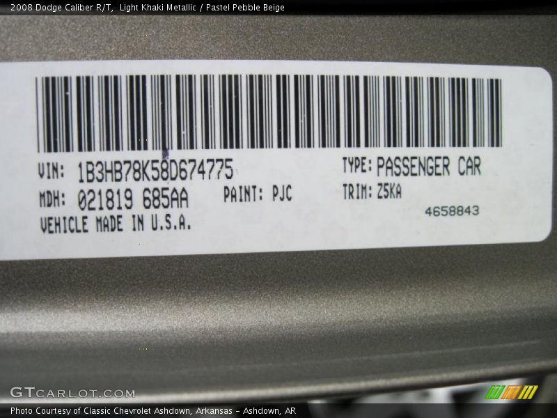 Light Khaki Metallic / Pastel Pebble Beige 2008 Dodge Caliber R/T