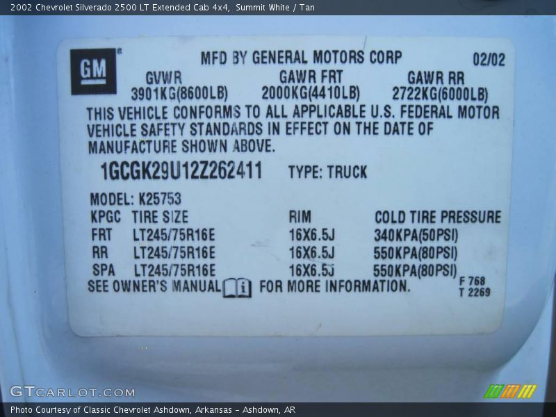 Summit White / Tan 2002 Chevrolet Silverado 2500 LT Extended Cab 4x4