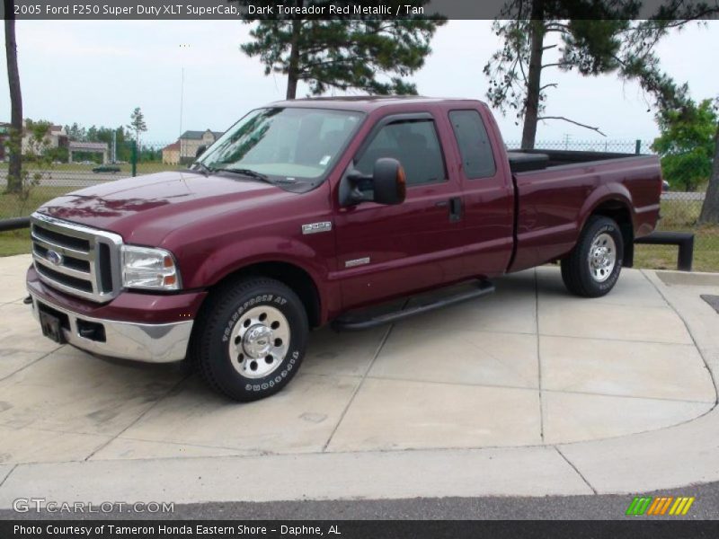 Dark Toreador Red Metallic / Tan 2005 Ford F250 Super Duty XLT SuperCab