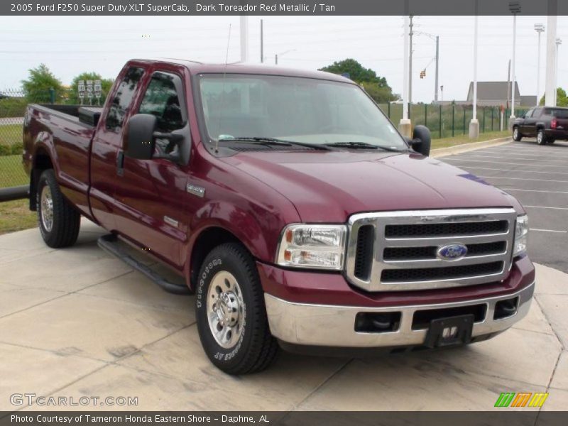 Dark Toreador Red Metallic / Tan 2005 Ford F250 Super Duty XLT SuperCab