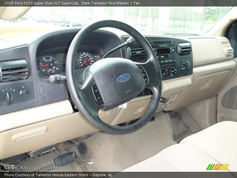 Dark Toreador Red Metallic / Tan 2005 Ford F250 Super Duty XLT SuperCab