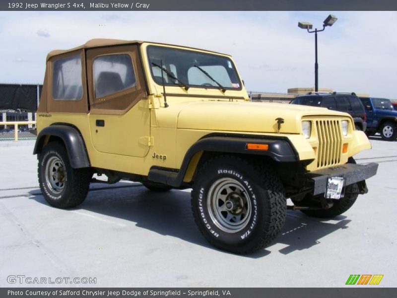 Malibu Yellow / Gray 1992 Jeep Wrangler S 4x4