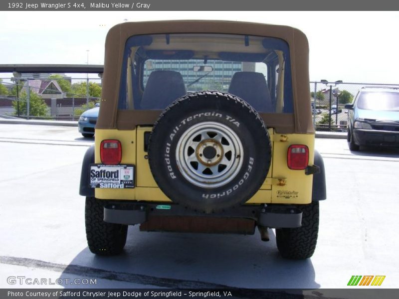Malibu Yellow / Gray 1992 Jeep Wrangler S 4x4