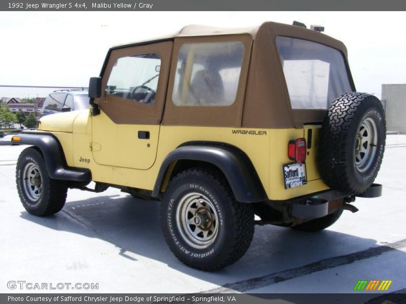 Malibu Yellow / Gray 1992 Jeep Wrangler S 4x4