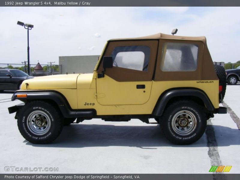 Malibu Yellow / Gray 1992 Jeep Wrangler S 4x4