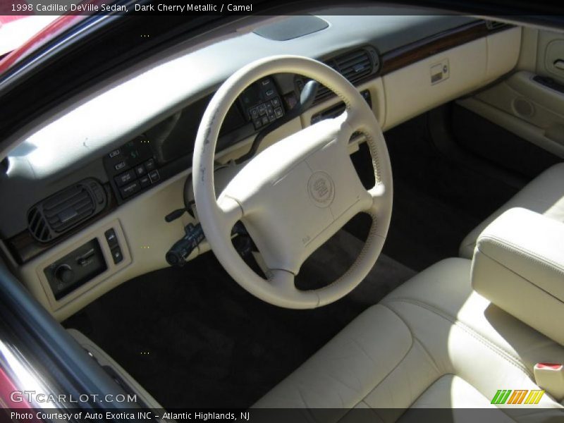 Dark Cherry Metallic / Camel 1998 Cadillac DeVille Sedan