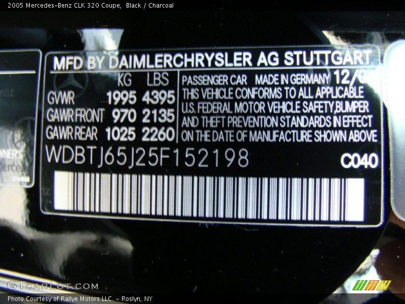 Black / Charcoal 2005 Mercedes-Benz CLK 320 Coupe
