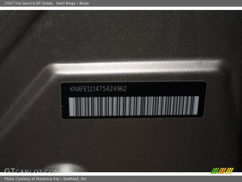Sand Beige / Beige 2007 Kia Spectra EX Sedan
