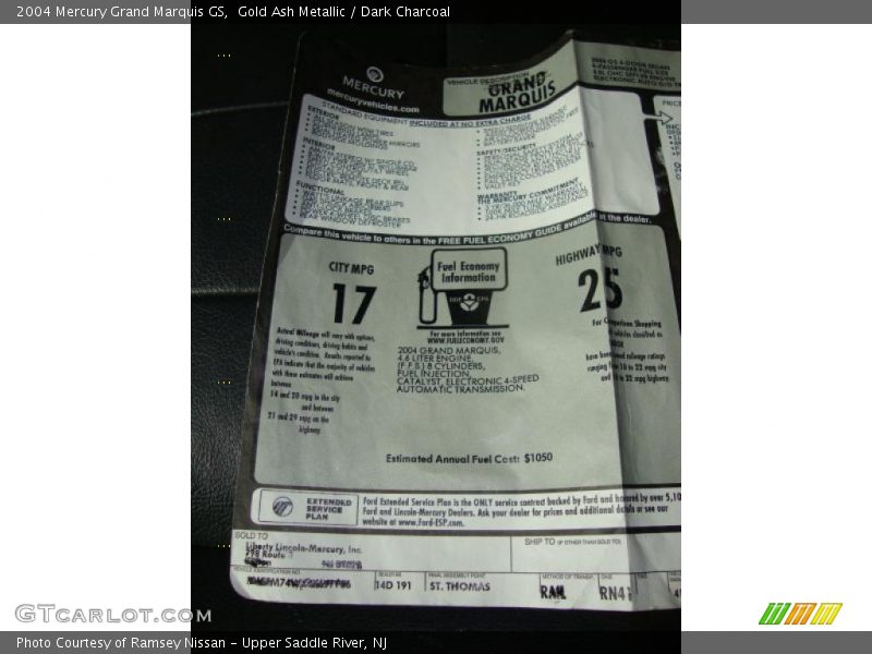 Gold Ash Metallic / Dark Charcoal 2004 Mercury Grand Marquis GS