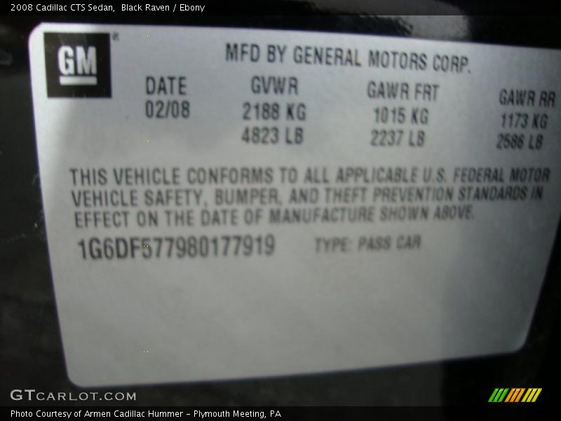 Black Raven / Ebony 2008 Cadillac CTS Sedan