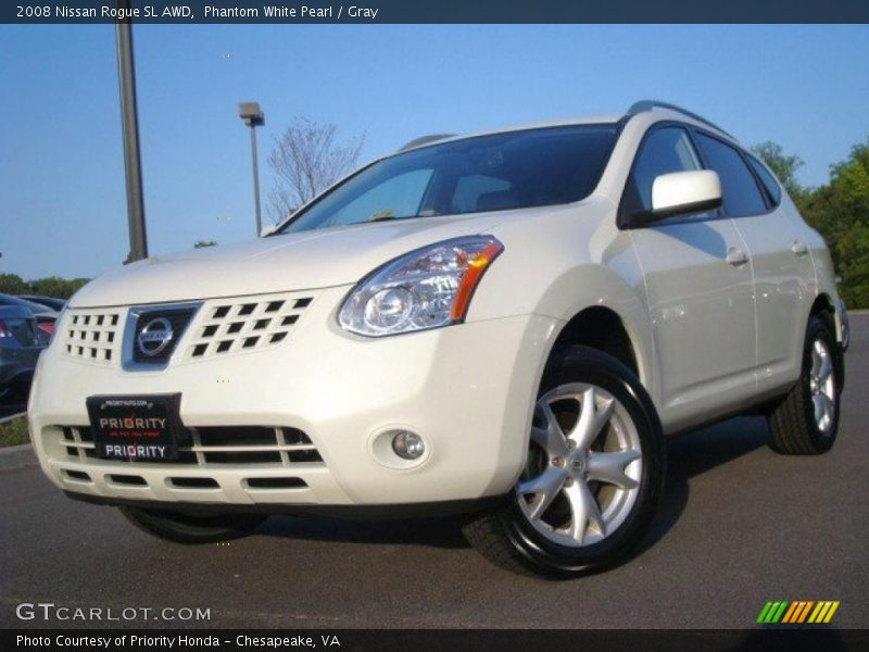 Phantom White Pearl / Gray 2008 Nissan Rogue SL AWD