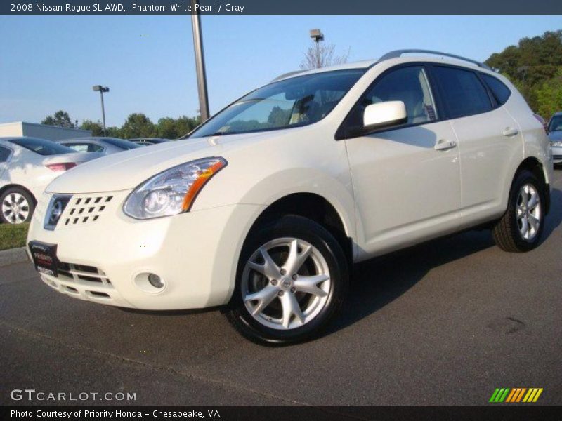 Phantom White Pearl / Gray 2008 Nissan Rogue SL AWD