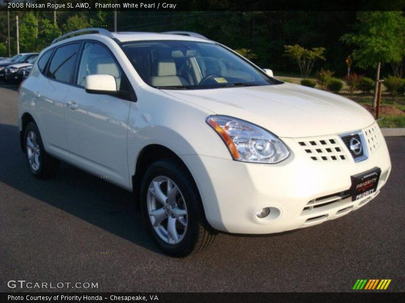 Phantom White Pearl / Gray 2008 Nissan Rogue SL AWD