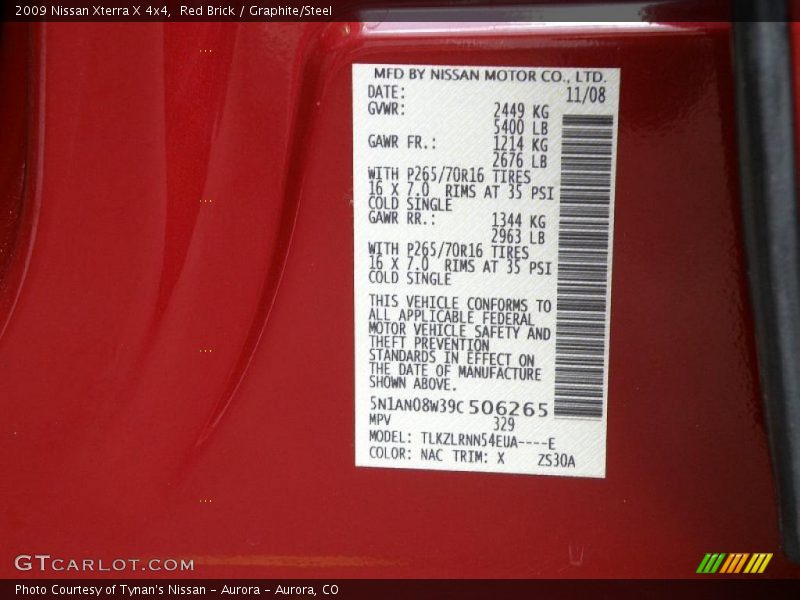 Red Brick / Graphite/Steel 2009 Nissan Xterra X 4x4