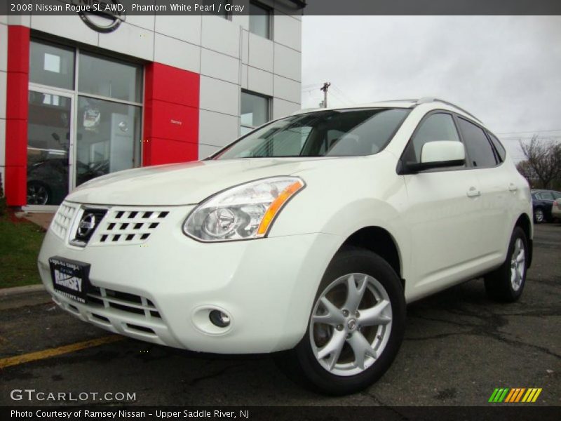 Phantom White Pearl / Gray 2008 Nissan Rogue SL AWD