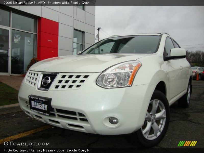 Phantom White Pearl / Gray 2008 Nissan Rogue SL AWD