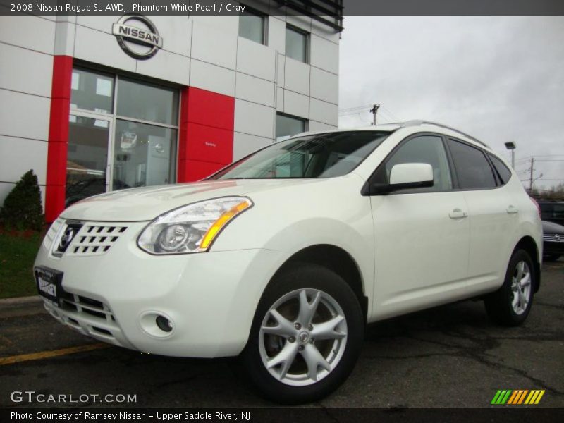 Phantom White Pearl / Gray 2008 Nissan Rogue SL AWD