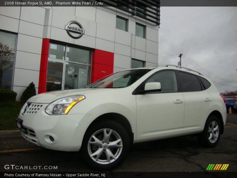 Phantom White Pearl / Gray 2008 Nissan Rogue SL AWD