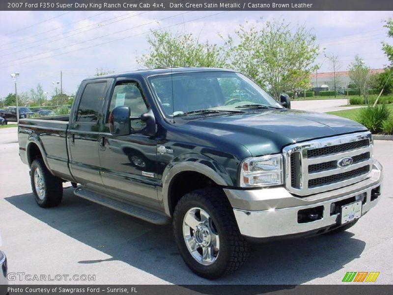 Dark Green Satin Metallic / Castano Brown Leather 2007 Ford F350 Super Duty King Ranch Crew Cab 4x4