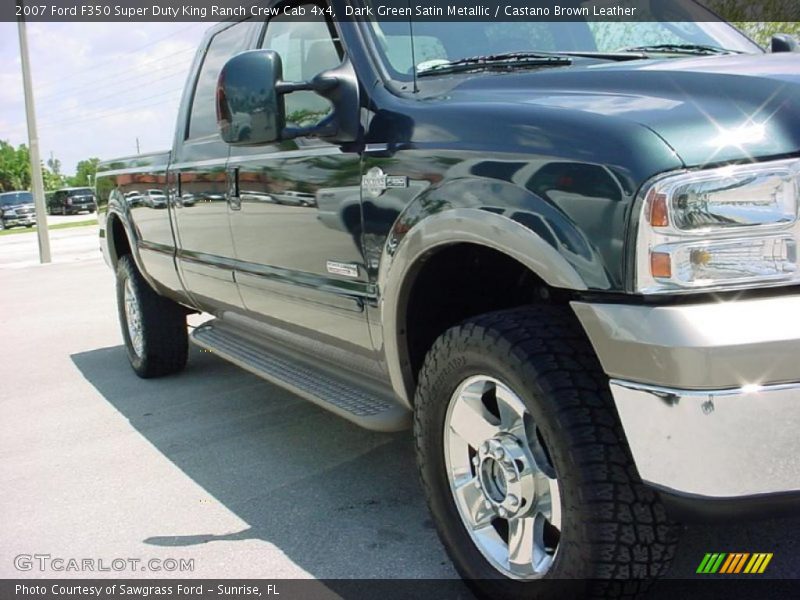 Dark Green Satin Metallic / Castano Brown Leather 2007 Ford F350 Super Duty King Ranch Crew Cab 4x4