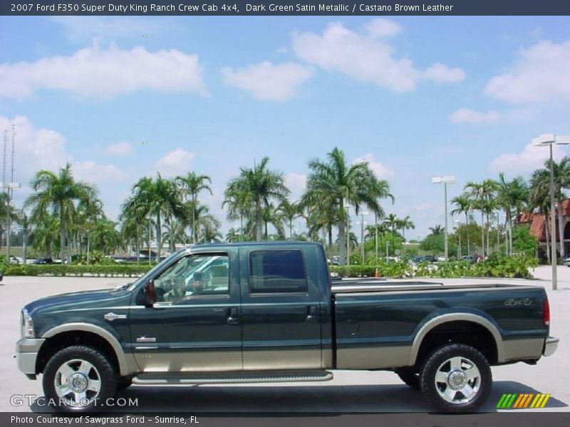 Dark Green Satin Metallic / Castano Brown Leather 2007 Ford F350 Super Duty King Ranch Crew Cab 4x4
