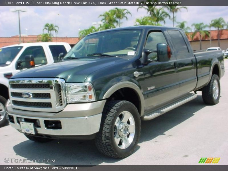 Dark Green Satin Metallic / Castano Brown Leather 2007 Ford F350 Super Duty King Ranch Crew Cab 4x4