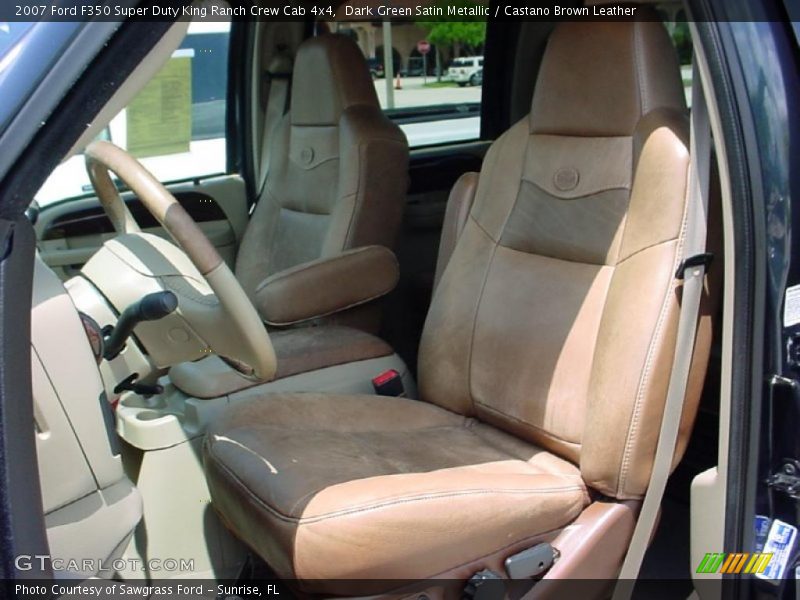 Dark Green Satin Metallic / Castano Brown Leather 2007 Ford F350 Super Duty King Ranch Crew Cab 4x4