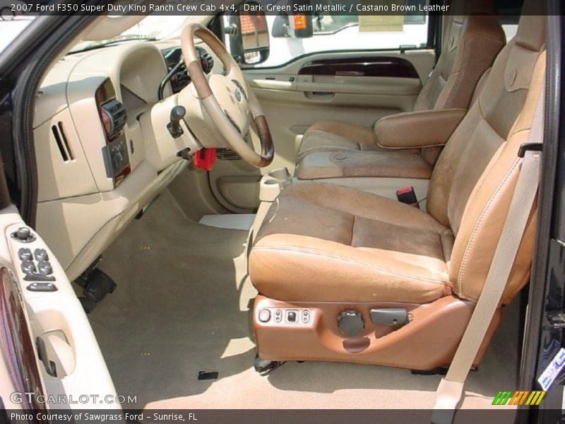 Dark Green Satin Metallic / Castano Brown Leather 2007 Ford F350 Super Duty King Ranch Crew Cab 4x4