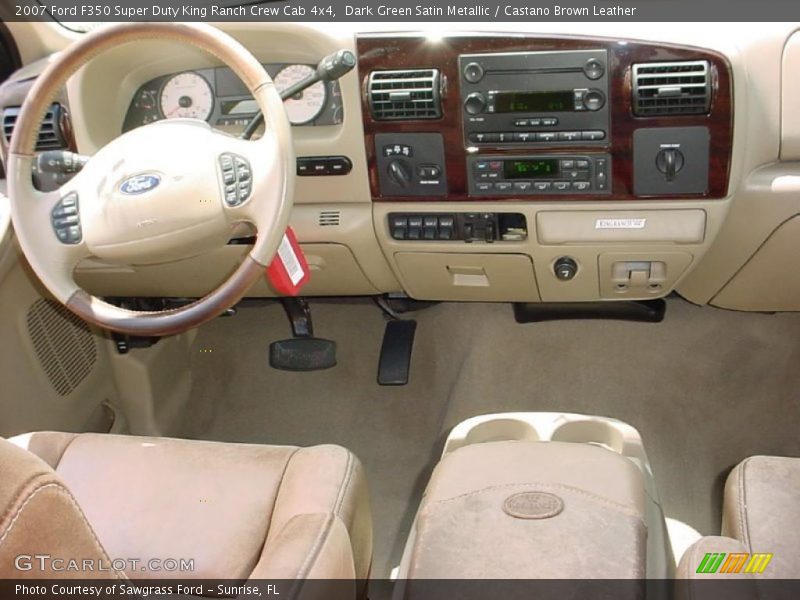 Dark Green Satin Metallic / Castano Brown Leather 2007 Ford F350 Super Duty King Ranch Crew Cab 4x4