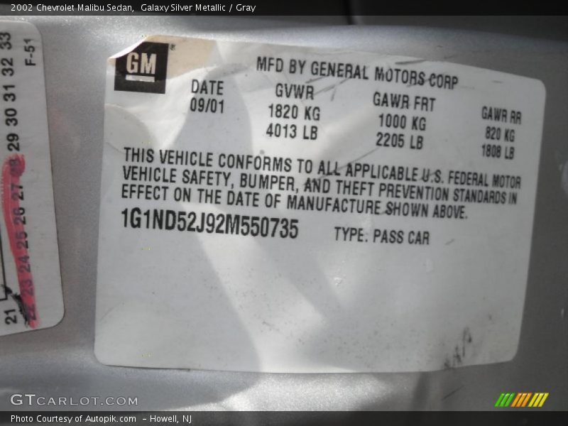 Galaxy Silver Metallic / Gray 2002 Chevrolet Malibu Sedan