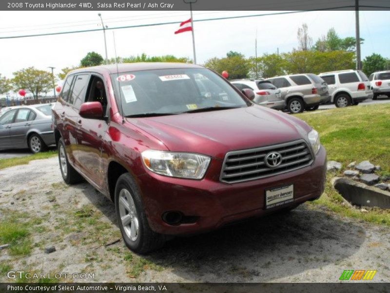 Salsa Red Pearl / Ash Gray 2008 Toyota Highlander 4WD