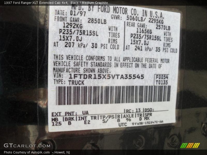 Black / Medium Graphite 1997 Ford Ranger XLT Extended Cab 4x4